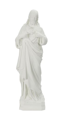 Statue Sacré Coeur-Jésus pr extérieur, vinyle blanc, 61 cm