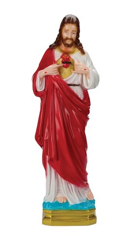Statue Sacré-Coeur Jésus pr ext., vinyle coloré, 61 cm