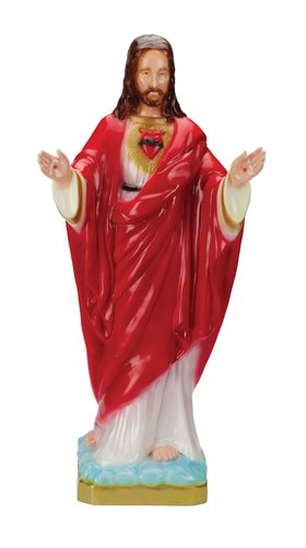 Statue Sacré-Coeur-Jésus bénissant, vinyle coloré, 61 cm
