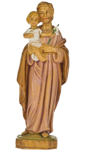 Statue Saint Joseph, résine colorée, 10 cm