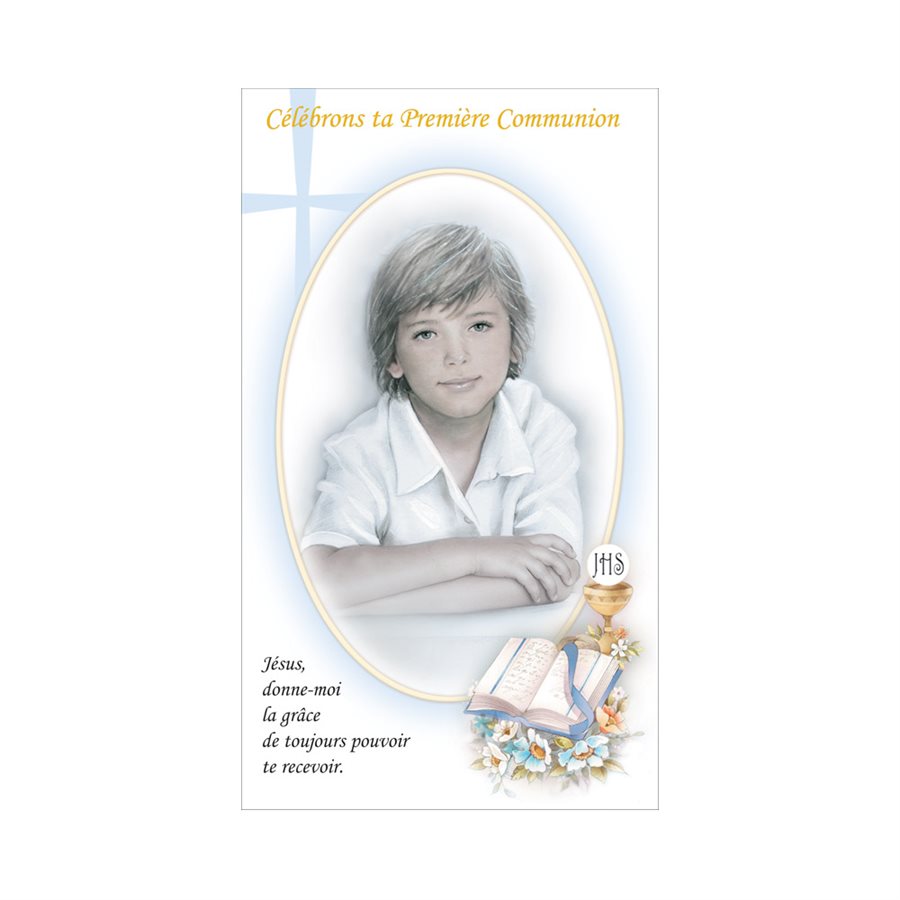 12 1st Communion Cards w / Env., 7", French / ea