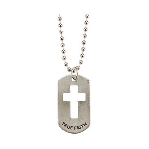 Silver Cross Pendant & Beads Chain, 18", English