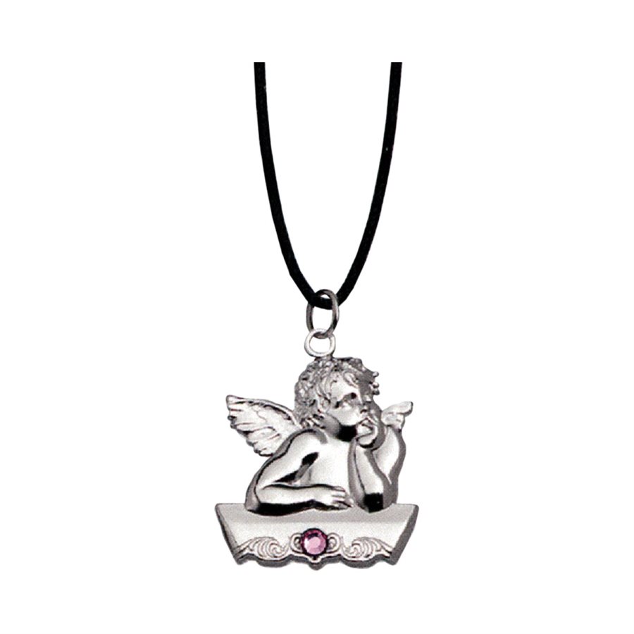 G-angel pendant, on string, Swar. pink strass