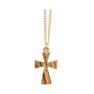 G-P Pendant, Wooden-Look Metal Cross, 10"