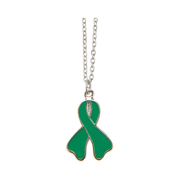 Pendentif argent & vert « Cancer des reins », 51 cm