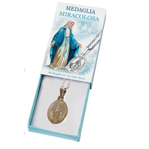 Chaine et médaille miraculeuse en boîte, 3 cm