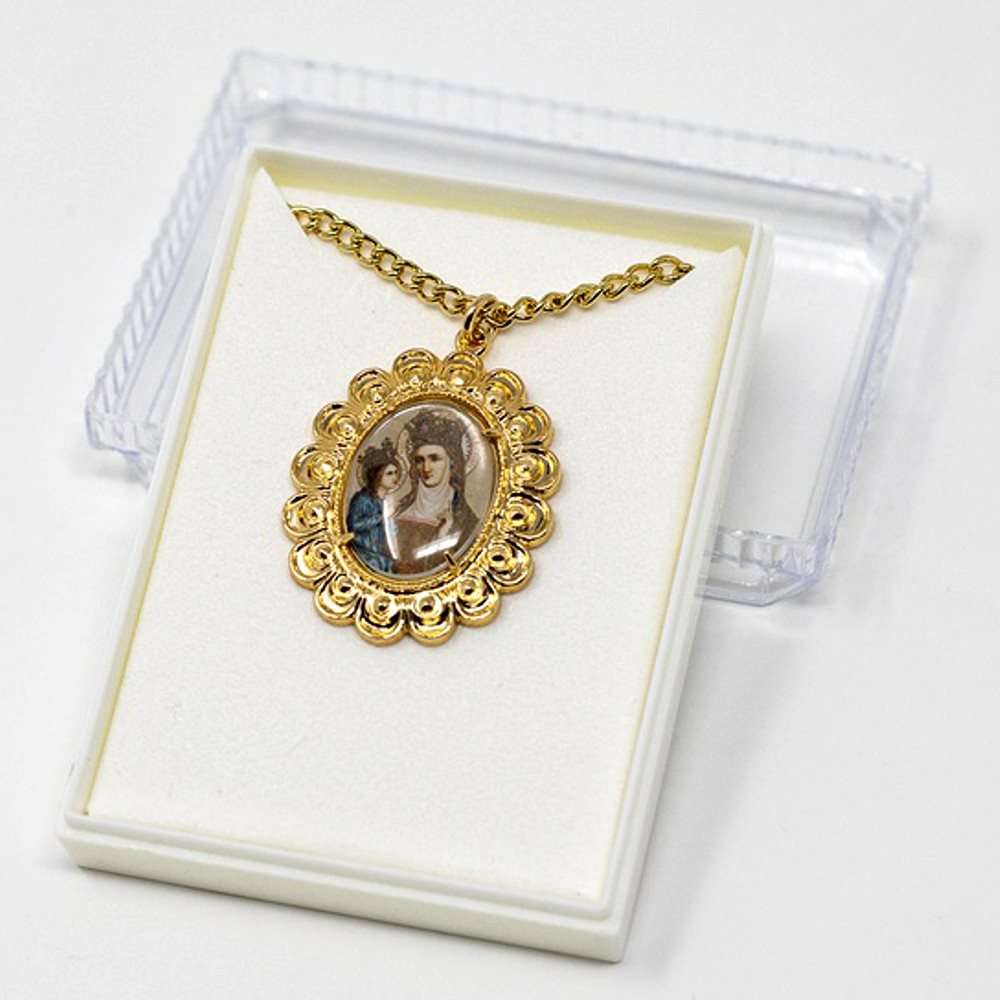 Pendentif médaille Ste Anne Beaupré chaine doré 46 cm