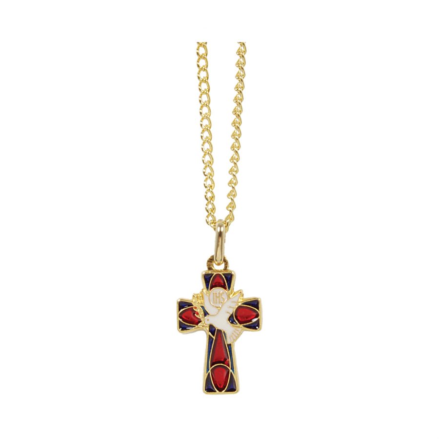 Boîte Pendentif de Confirmation, croix dorée, 46 cm