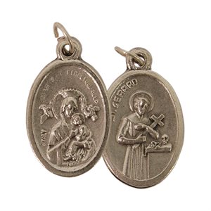 Médaille Saint Gérard et Perpétuel secours, métal oxydé / un