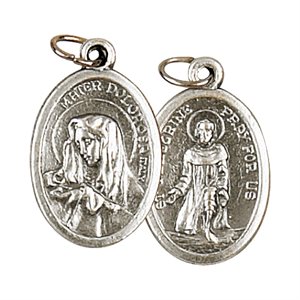 Médaille de Saint Pérégrin et ND Douleurs, métal oxydé / un