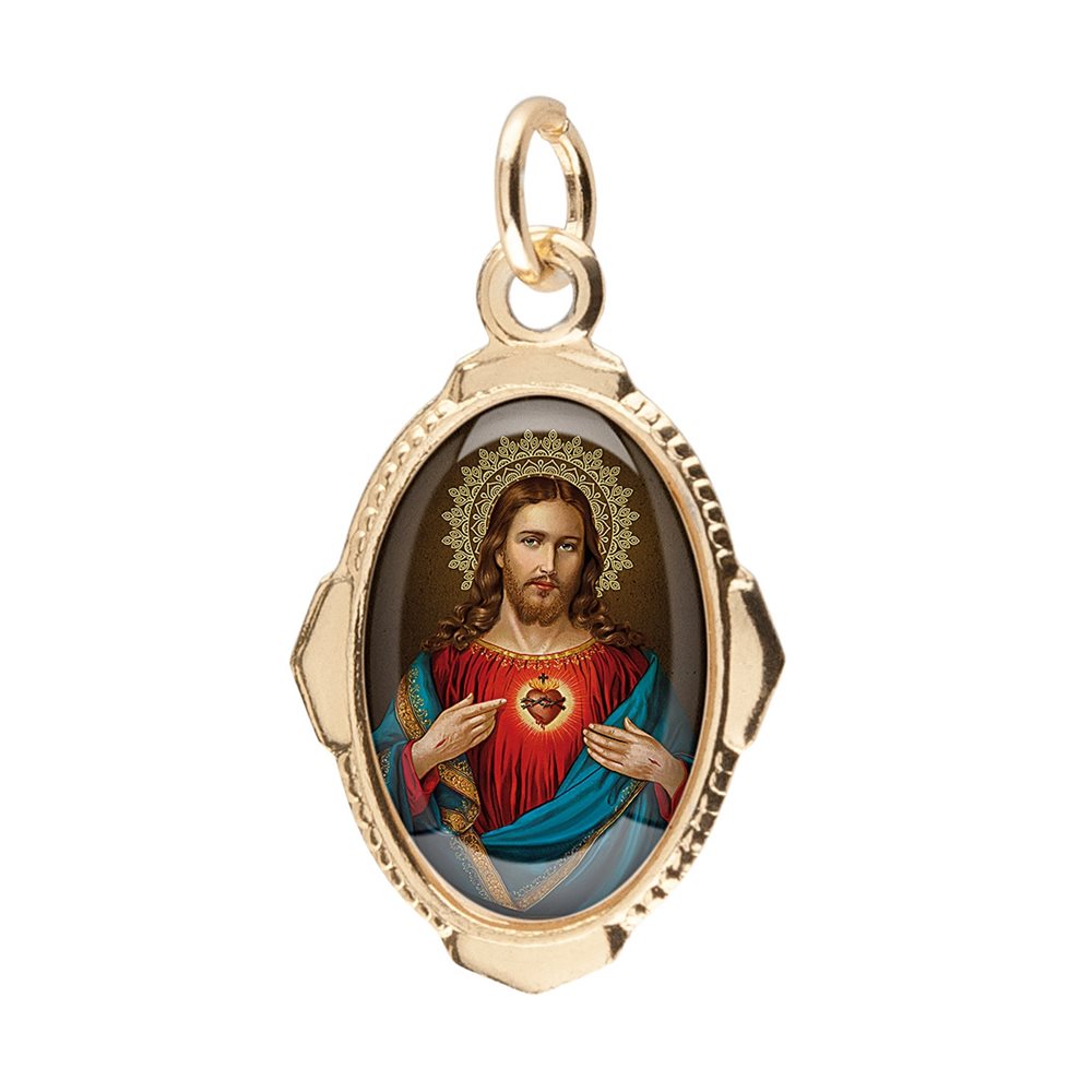 Médaille 2,3 cm aluminium / résine, Sacré Coeur Jésus