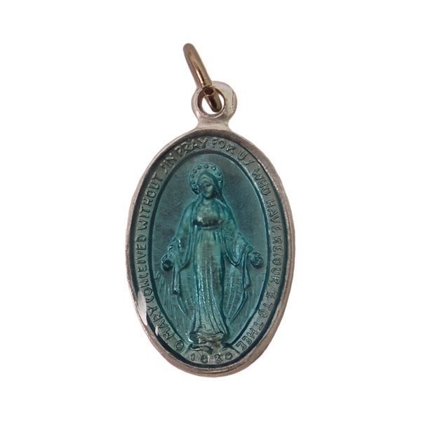 Médaille miraculeuse, alum. émaillé bleu, 22 mm / un