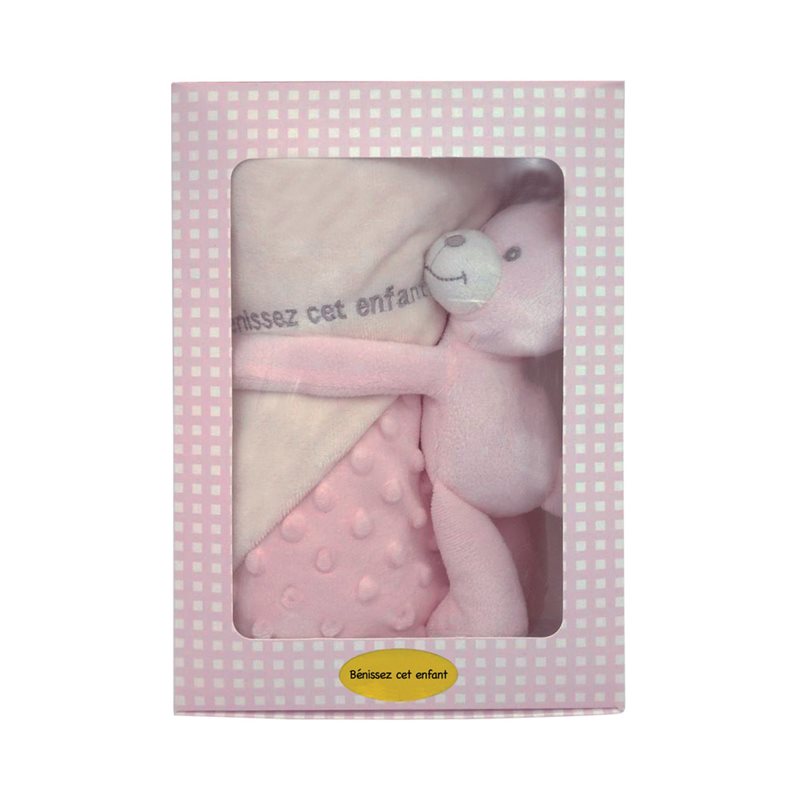 Pink pooh plush with towel, French