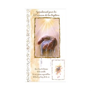 Cartes baptême unisexe et env., 11x18,5 cm, Franç. / pqt 12
