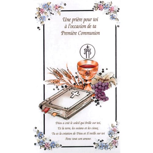 Cartes Communion unisexes et env., 11x18,5 cm, Français / dz