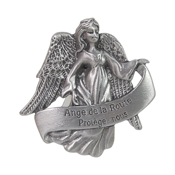 "Ange de la route" Pewter Sun Visor Clip, French