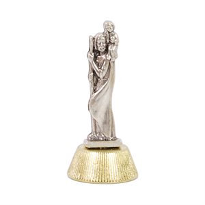 Statue Saint Christophe pour auto, arg. et dorée, 5 cm