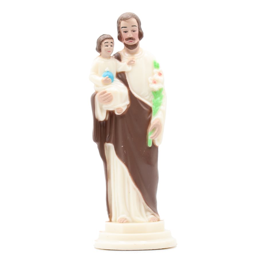 Statuette Saint Joseph pour auto, nacrée et colorée, 10 cm