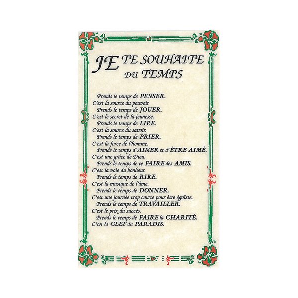 Image plast. et prière «Je te souhaite», 6,4 x 10 cm, Fr.