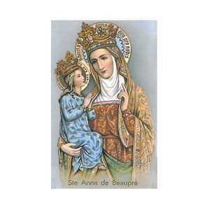 Image plastifiée et prière «Sainte Anne Beaupré», 5,4 x 8 cm
