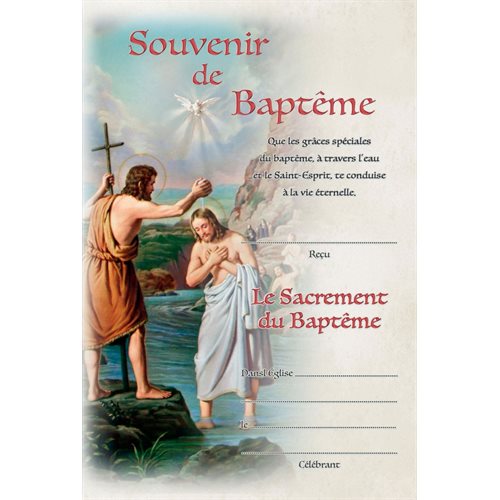 Certificat de baptême pour adulte, Français