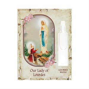 Carte prière «OL Lourdes», eau Lourdes, 8,3 x 11,1 cm, Angla