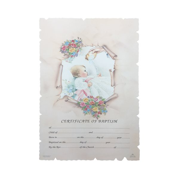 Baptism Certificates for Girls, 7 x 10 1 / 2", English / ea