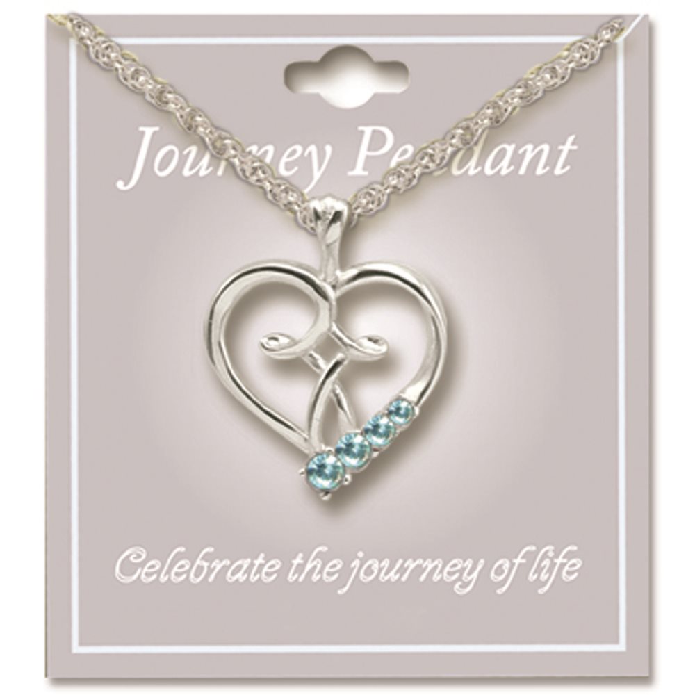 Heart-shaped pendent, silver aquamarine pearls, 18"