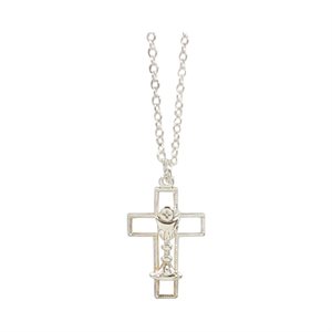 Pendentif « 1ère Communion », croix arg., 46 cm