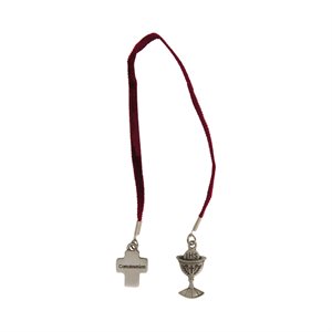 Signet 1ère Communion, ruban velours rouge, 27 cm