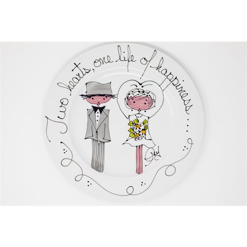 Assiette «Two hearts one life of happiness, Anglais