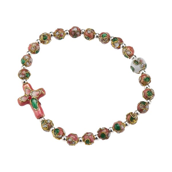 Bracelet cloisonné extensible, rose