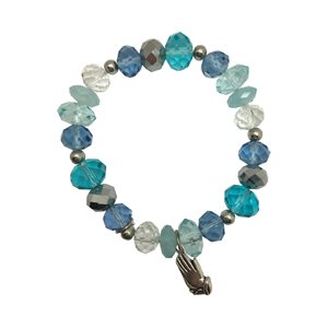 Bracelet «Sérénité», cristal bleu, breloque mains, Bilingue
