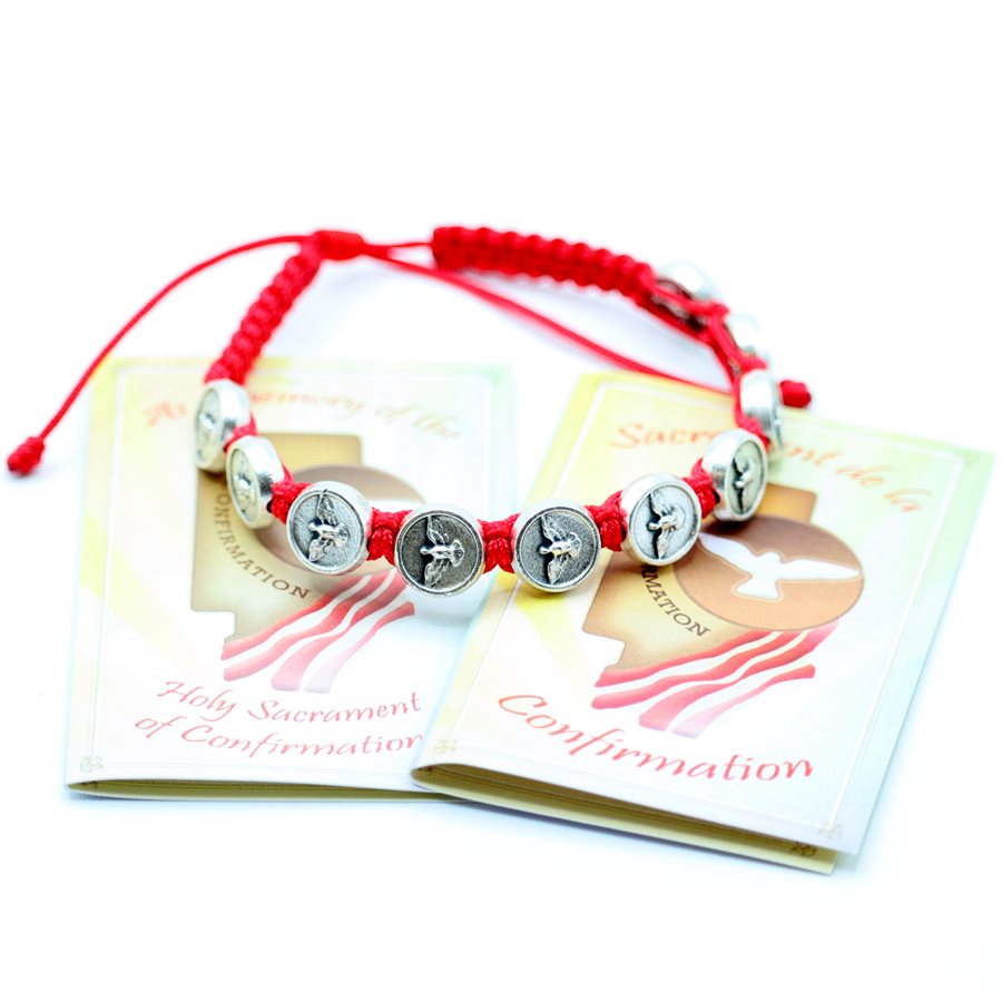 Bracelet de Confirmation, corde rouge, Bilingue