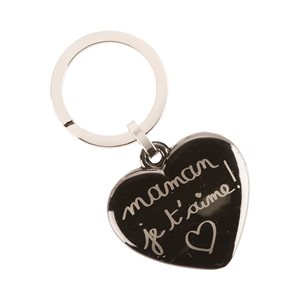 Porte-clés coeur noir "Maman je t'aime", Français