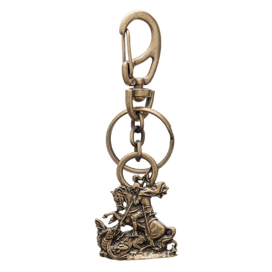 Porte-clés « Saint Georges», métal bronze, 9 cm