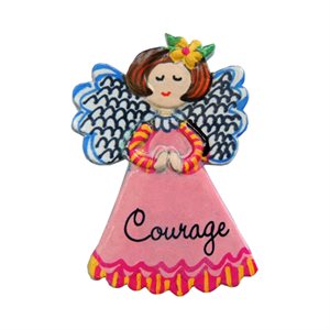 Épinglette, petit ange "Courage", peint main, 4,5 cm, Anglai
