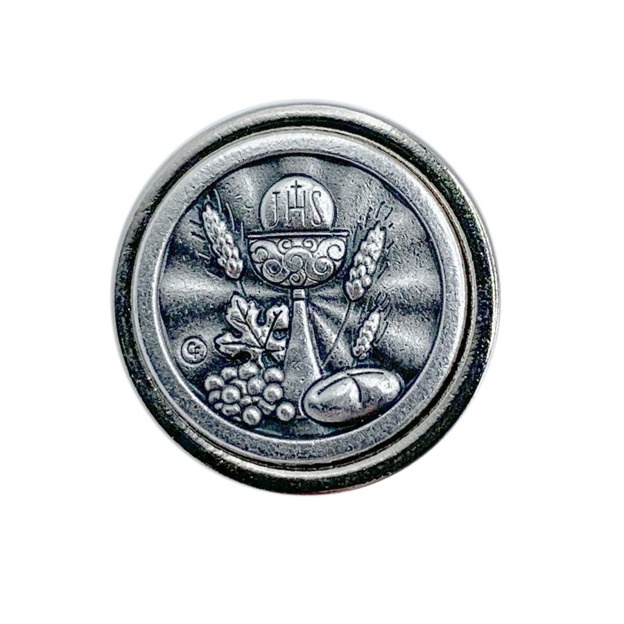 Épinglette 1ère communion, argentée, 2,1 cm