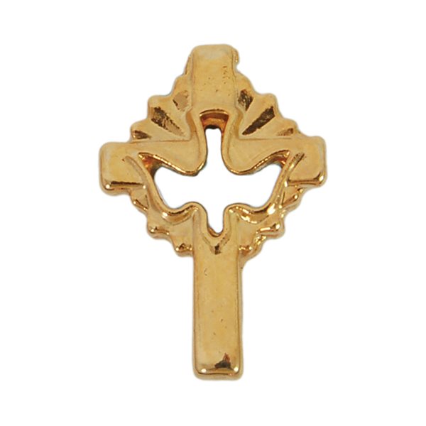 ''Holy Spirit'' Cross & Gold-Finish Lapel Pin