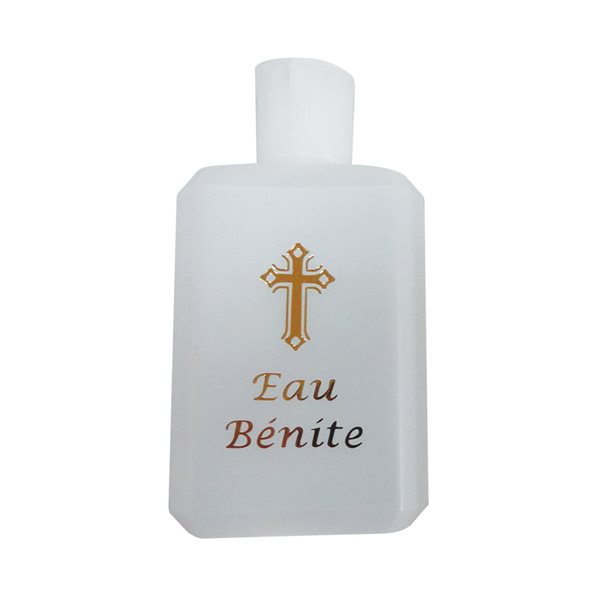 Bouteille vide pour eau bénite, plastique, 11,4 cm, Français