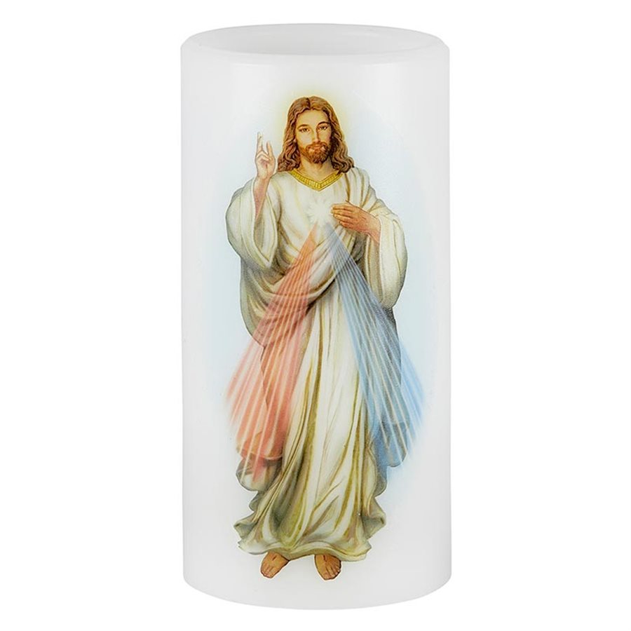 LED batteries Candle 3'' x 6'', Divine Mercy