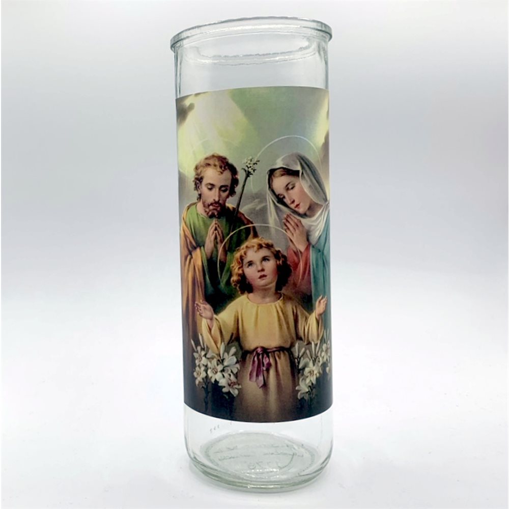 Holy Family Glass Nova Candle Holders, 3 x 8¼" / un