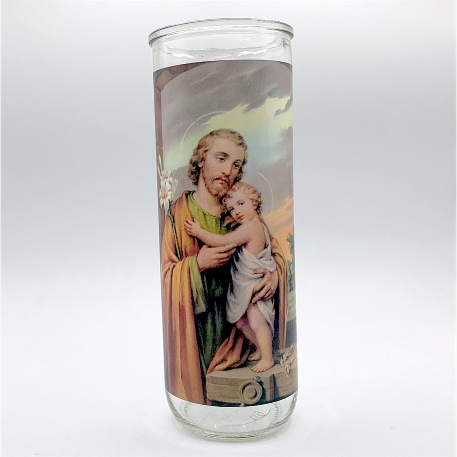 Contenant de verre, Saint Joseph, 7,6 x 21 cm / un