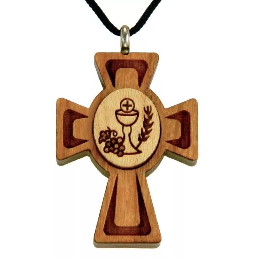 Pendentif croix & corde 1ère communion, 1 3 / 8"