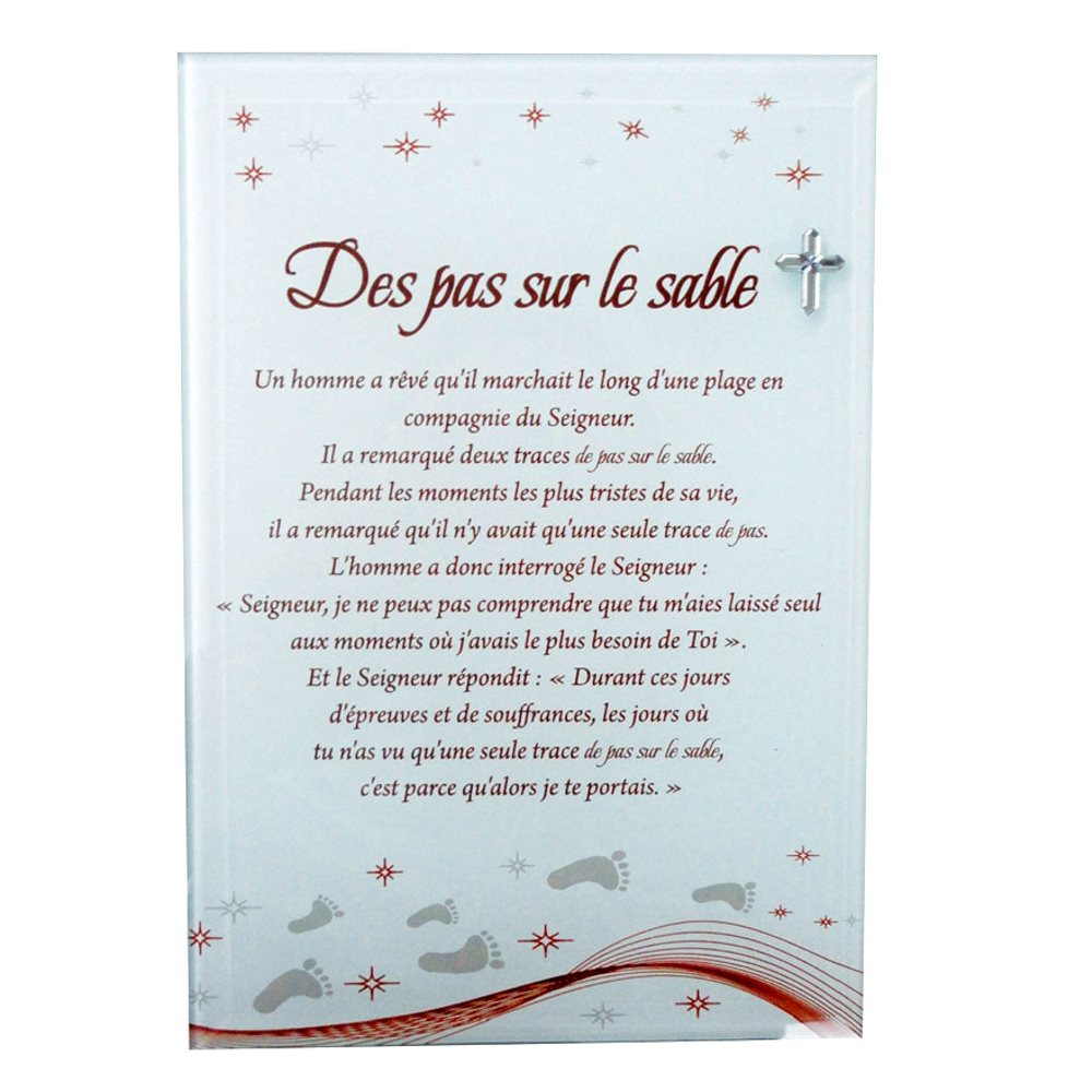 ''Footprints'' Colored mirror, clear cross, 4.7 x 7.1 cm, En