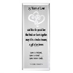 Plaque miroir "25 Years of Love" 7 x 18 cm, Anglais