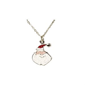 Collier de Père Noël, métal argenté, 51 cm, Bilingue