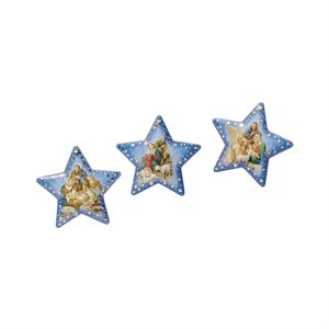 Nativité sur aimant en forme d'étoiles bleues