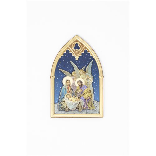 Plaque Nativité et anges style gothique