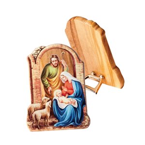 Cadre Nativité, bois d'olivier, 5 cm